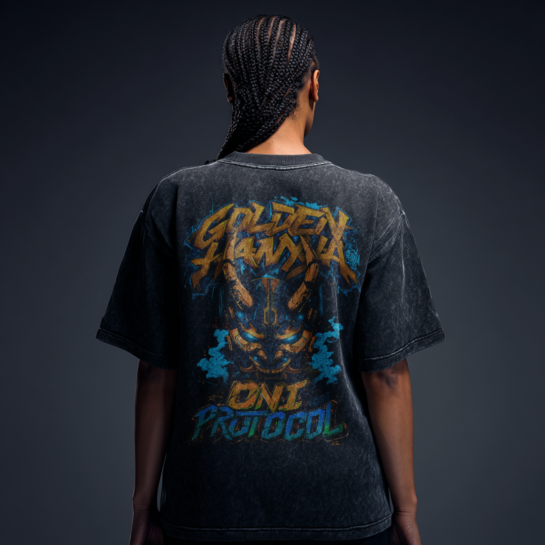 Golden Hannya | Oversized T-Shirt Snow Washed