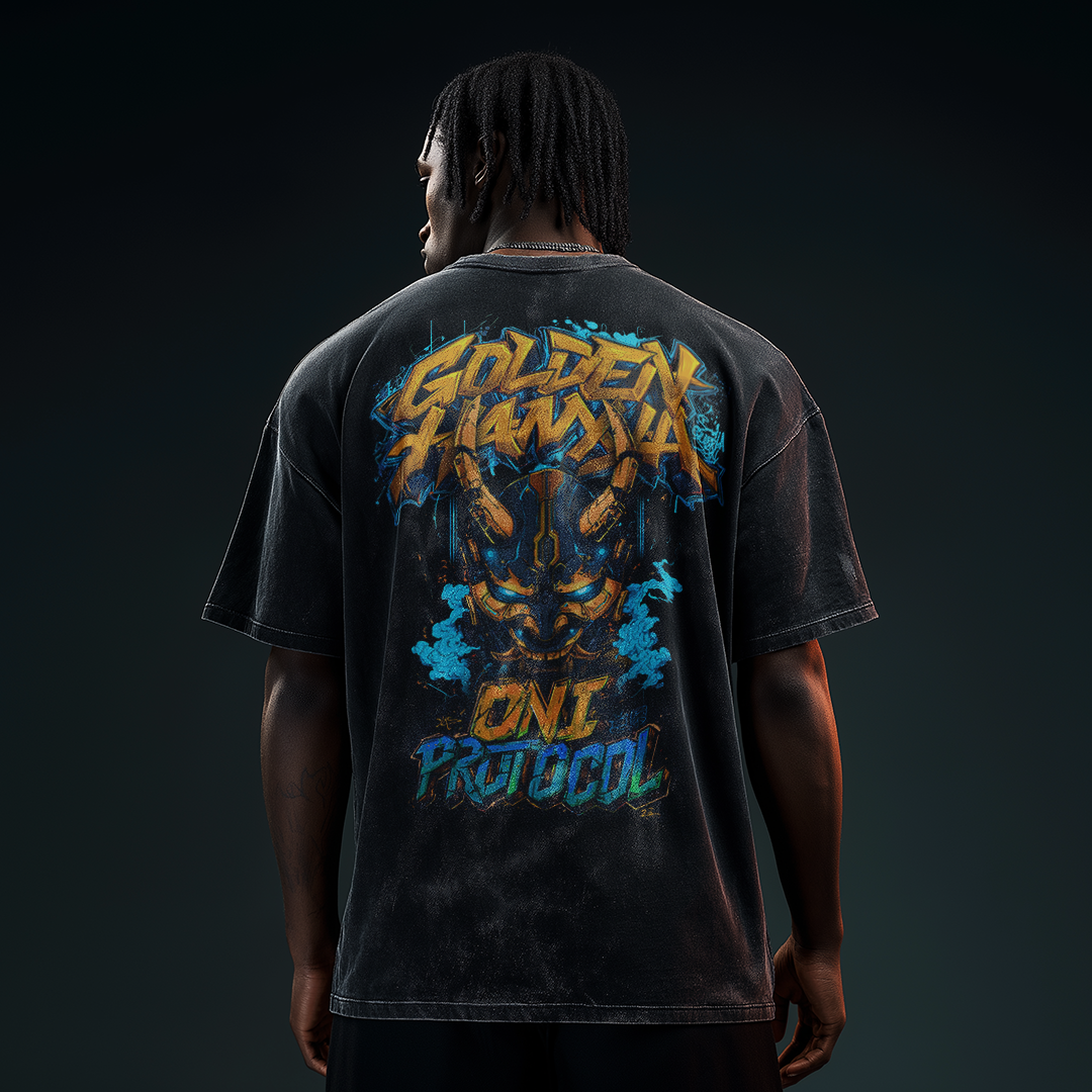 Golden Hannya | Oversized T-Shirt Snow Washed