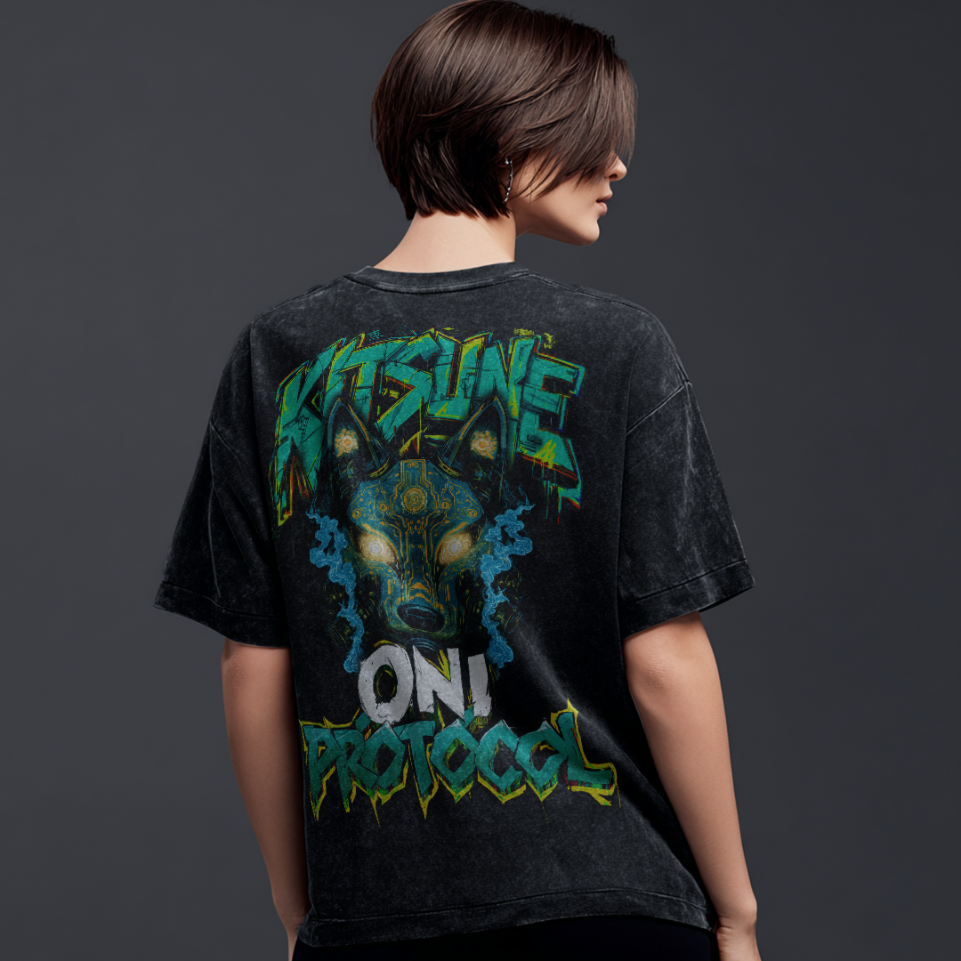 Kitsune | Oversized T-Shirt Snow Washed